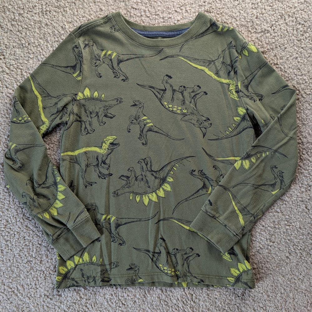 Cat & Jack Olive Dinosaur Long Sleeve Tee